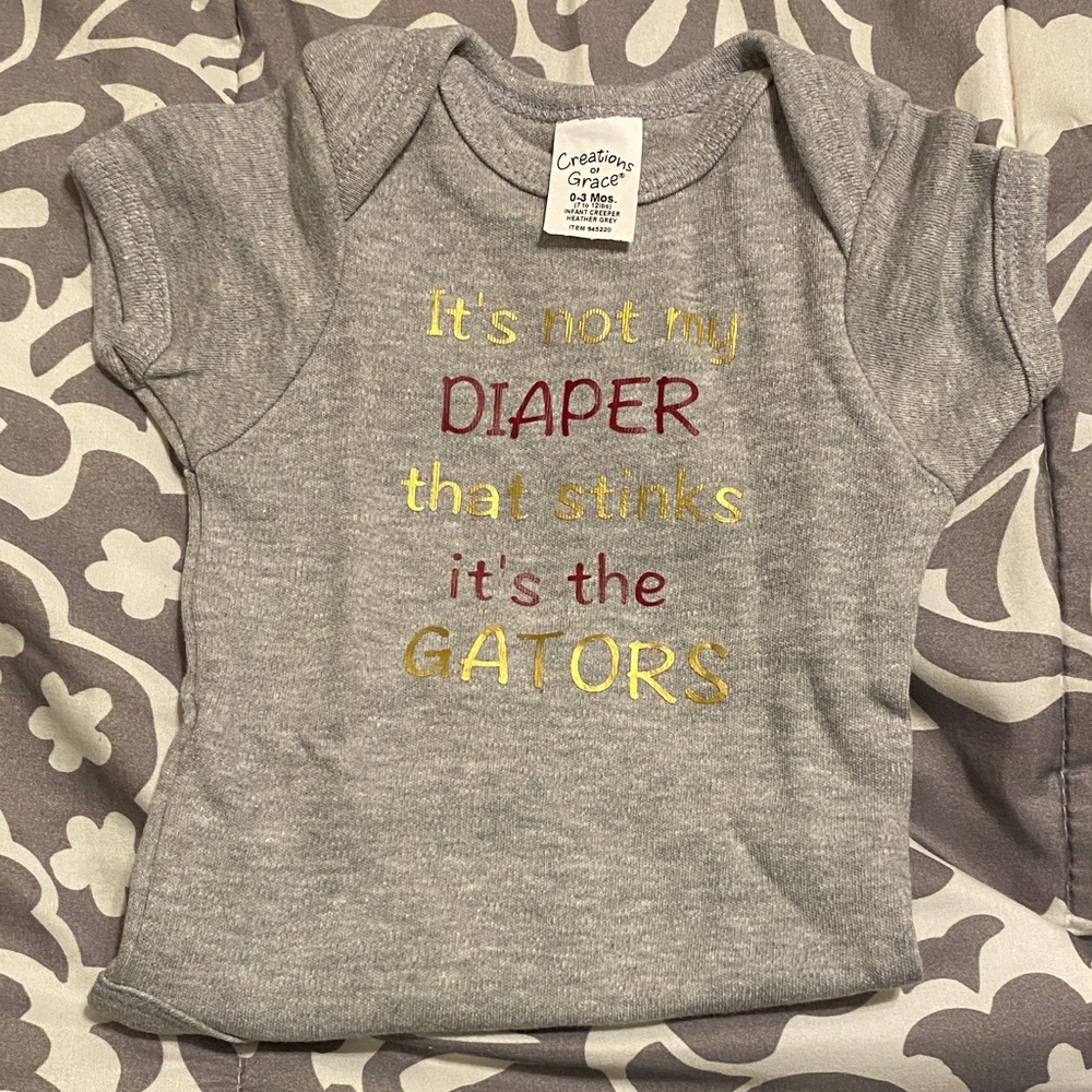 Gray Baby Onesie with Fun Text